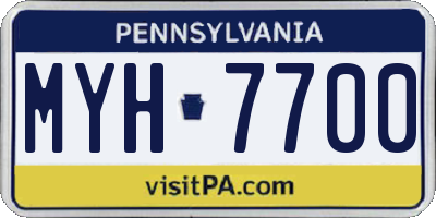 PA license plate MYH7700