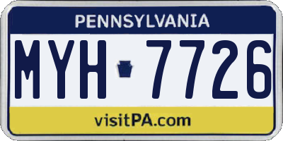 PA license plate MYH7726