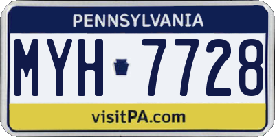 PA license plate MYH7728