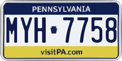 PA license plate MYH7758