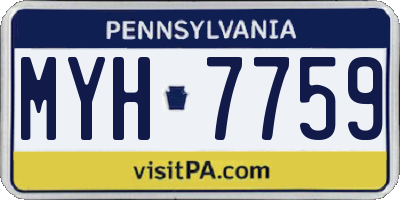 PA license plate MYH7759