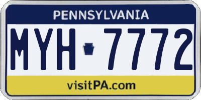 PA license plate MYH7772