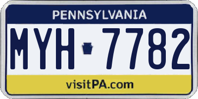 PA license plate MYH7782