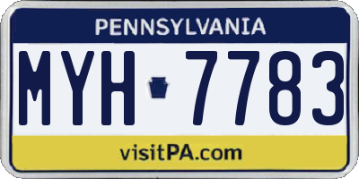 PA license plate MYH7783