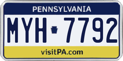 PA license plate MYH7792