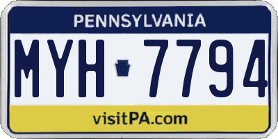 PA license plate MYH7794