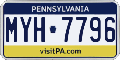 PA license plate MYH7796
