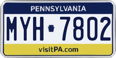 PA license plate MYH7802