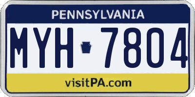 PA license plate MYH7804