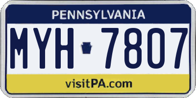 PA license plate MYH7807