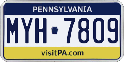 PA license plate MYH7809