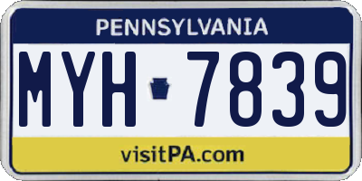 PA license plate MYH7839
