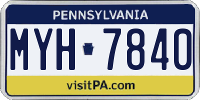 PA license plate MYH7840