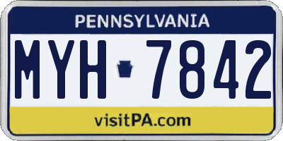 PA license plate MYH7842