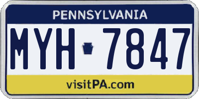 PA license plate MYH7847