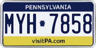PA license plate MYH7858
