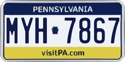 PA license plate MYH7867