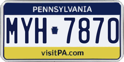 PA license plate MYH7870