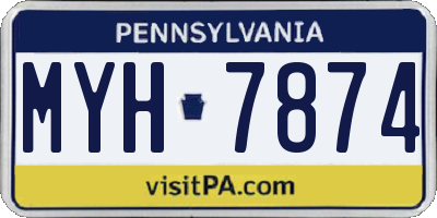 PA license plate MYH7874