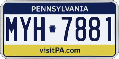 PA license plate MYH7881