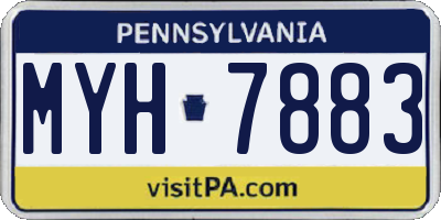 PA license plate MYH7883