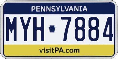 PA license plate MYH7884