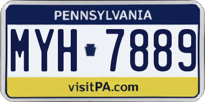 PA license plate MYH7889