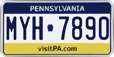 PA license plate MYH7890