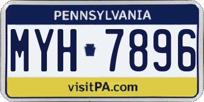 PA license plate MYH7896