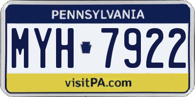 PA license plate MYH7922