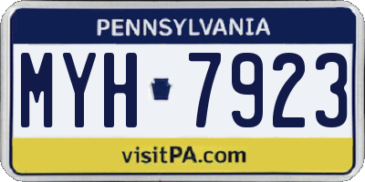 PA license plate MYH7923