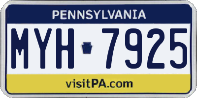 PA license plate MYH7925