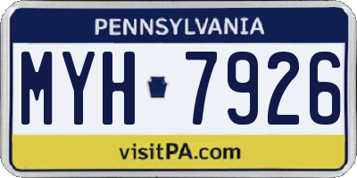 PA license plate MYH7926