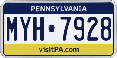 PA license plate MYH7928