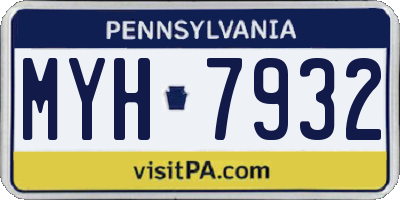 PA license plate MYH7932