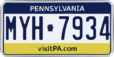 PA license plate MYH7934