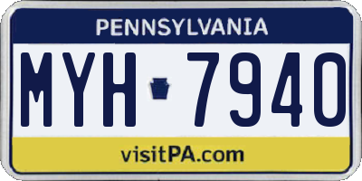 PA license plate MYH7940