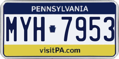 PA license plate MYH7953