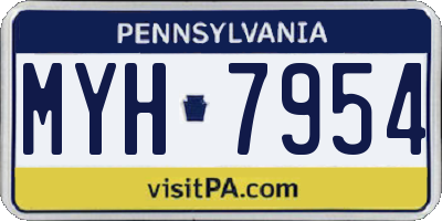 PA license plate MYH7954