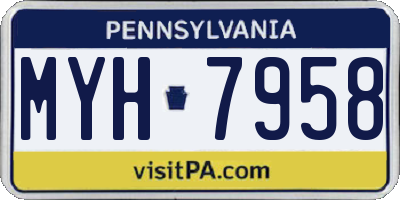 PA license plate MYH7958