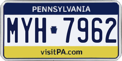 PA license plate MYH7962
