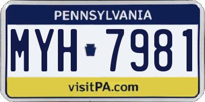 PA license plate MYH7981