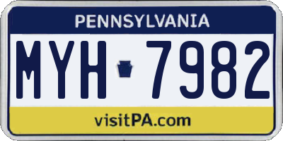 PA license plate MYH7982