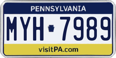 PA license plate MYH7989
