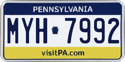PA license plate MYH7992
