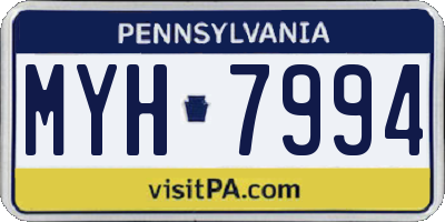 PA license plate MYH7994