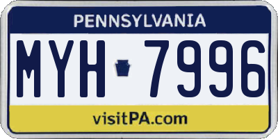 PA license plate MYH7996