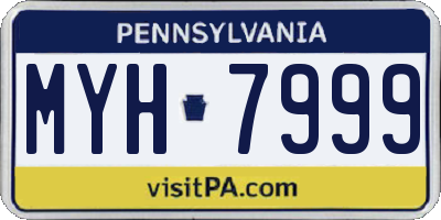 PA license plate MYH7999