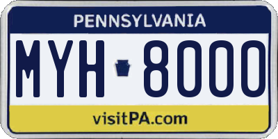 PA license plate MYH8000