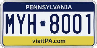 PA license plate MYH8001